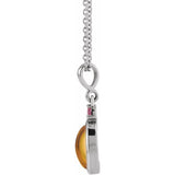 14K White Gold 6x4 mm Natural Citrine & Natural Pink Tourmaline 16-18" Necklace