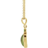 14K Yellow Gold 6x4 mm Natural Peridot 16-18" Necklace