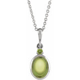Platinum 6x4 mm Natural Peridot 16-18" Necklace