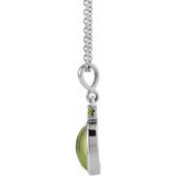 Platinum 6x4 mm Natural Peridot 16-18" Necklace
