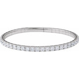 14K White Gold 4 CTW Natural Diamond  Flexible Bangle 7" Bracelet