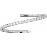 14K White Gold 4 CTW Natural Diamond  Flexible Bangle 7" Bracelet