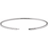14K White Gold 1 CTW Lab-Grown Diamond  Flexible Bangle 7" Bracelet