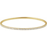 14K Yellow Gold 2 CTW Lab-Grown Diamond  Flexible Bangle 7" Bracelet