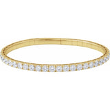 14K Yellow Gold 4 CTW Lab-Grown Diamond  Flexible Bangle 7" Bracelet