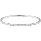 14K White Gold 3 CTW Natural Diamond Flexible Bangle 7" Bracelet