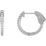 14K White Gold 1/3 CTW Lab-Grown Diamond Inside-Outside 15.5 mm Hinged Hoop Earrings
