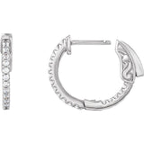 14K White Gold 1/3 CTW Lab-Grown Diamond Inside-Outside 15.5 mm Hinged Hoop Earrings