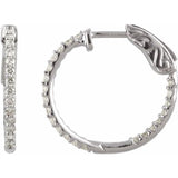 14K White Gold 1/2 CTW Lab-Grown Diamond Inside-Outside 19 mm Hinged Hoop Earrings