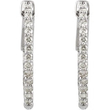 14K White Gold 1/2 CTW Lab-Grown Diamond Inside-Outside 19 mm Hinged Hoop Earrings