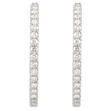 14K White Gold 3 CTW Lab-Grown Diamond Inside-Outside 34.5 mm Hinged Hoop Earrings
