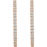 14K Rose Gold 5 CTW Lab-Grown Diamond Inside-Outside 41.5 mm Hinged Hoop Earrings