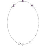 14K White Gold Lab-Grown Alexandrite Bezel-Set 3-Stone 6 1/2-7 1/2" Bracelet