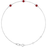 14K White Gold Lab-Grown Ruby Bezel-Set 3-Stone 6 1/2-7 1/2" Bracelet