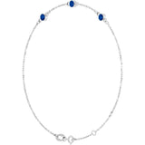 14K White Gold Lab-Grown Blue Sapphire Bezel-Set 3-Stone 6 1/2-7 1/2" Bracelet