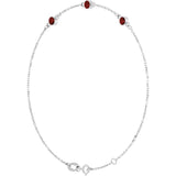 14K White Gold Natural Mozambique Garnet Bezel-Set 3-Stone 6 1/2-7 1/2" Bracelet