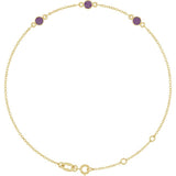14K Yellow Gold Lab-Grown Alexandrite Bezel-Set 3-Stone 6 1/2-7 1/2" Bracelet