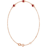 14K Rose Gold Natural Ruby Bezel-Set 3-Stone 6 1/2-7 1/2" Bracelet