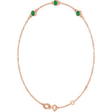 14K Rose Gold Lab-Grown Emerald Bezel-Set 3-Stone 6 1/2-7 1/2" Bracelet