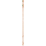 14K Rose Gold Lab-Grown Emerald Bezel-Set 3-Stone 6 1/2-7 1/2" Bracelet