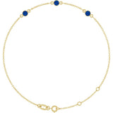 14K Yellow Gold Lab-Grown Blue Sapphire Bezel-Set 3-Stone 6 1/2-7 1/2" Bracelet