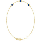14K Yellow Gold Lab-Grown Blue Sapphire Bezel-Set 3-Stone 6 1/2-7 1/2" Bracelet