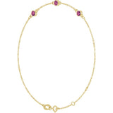 14K Yellow Gold Natural Pink Tourmaline Bezel-Set 3-Stone 6 1/2-7 1/2" Bracelet