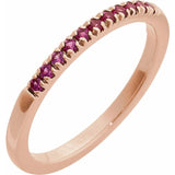 14K Rose Gold Natural Ruby Stackable Ring