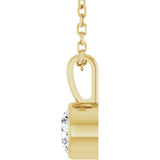 14K Yellow Gold 1/3 CT Natural Diamond Bezel-Set Solitaire 16-18" Necklace
