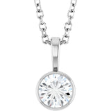 Platinum 1/3 CT Natural Diamond Bezel-Set Solitaire 16-18" Necklace