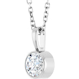 Platinum 1/3 CT Natural Diamond Bezel-Set Solitaire 16-18" Necklace