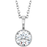 Platinum 5/8 CT Natural Diamond Bezel-Set Solitaire 16-18" Necklace