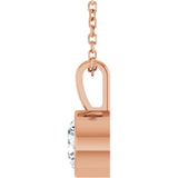 14K Rose Gold 3/4 CT Natural Diamond Bezel-Set Solitaire 16-18" Necklace