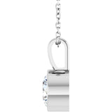Platinum 9/10 CT Natural Diamond Bezel-Set Solitaire 16-18" Necklace