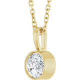 14K Yellow Gold 1/2 CT Lab-Grown Diamond Bezel-Set Solitaire 16-18" Necklace
