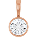 14K Rose Gold 1/3 CT Natural Diamond Bezel-Set Solitaire Pendant