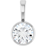 14K White Gold 1/3 CT Natural Diamond Bezel-Set Solitaire Pendant