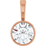 14K Rose Gold 1/2 CT Natural Diamond Bezel-Set Solitaire Pendant
