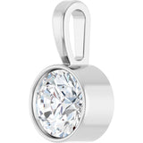 Sterling Silver 1/2 CT Natural Diamond Bezel-Set Solitaire Pendant