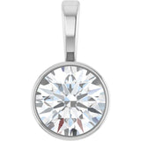 Sterling Silver 5/8 CT Natural Diamond Bezel-Set Solitaire Pendant
