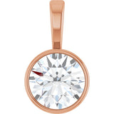 14K Rose Gold 5/8 CT Lab-Grown Diamond Bezel-Set Solitaire Pendant