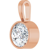 14K Rose Gold 5/8 CT Lab-Grown Diamond Bezel-Set Solitaire Pendant