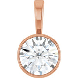 14K Rose Gold 9/10 CT Lab-Grown Diamond Bezel-Set Solitaire Pendant
