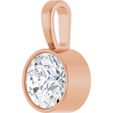 14K Rose Gold 9/10 CT Lab-Grown Diamond Bezel-Set Solitaire Pendant