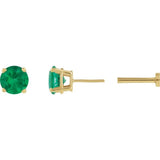 14K Yellow Gold Lab-Grown Emerald Earring