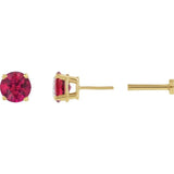 14K Yellow Gold Lab-Grown Ruby Earring