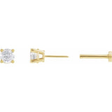 14K Yellow Gold 1/6 CT Natural Diamond  Earring