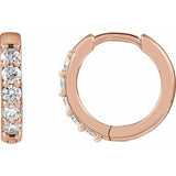 14K Rose Gold 1/4 CTW Lab-Grown Diamond Hinged 12.5 mm Hoop Earrings