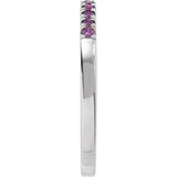 10K White Gold Natural Amethyst Stackable Ring
