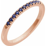 10K Rose Gold Natural Blue Sapphire Stackable Ring